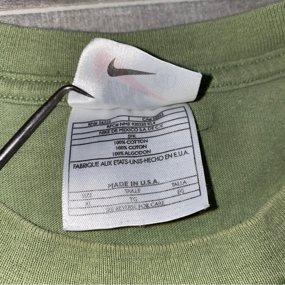 Vintage Nike Shirt Mens XL Green Essential Swoosh Check White Tag USA 90s-Flaws - Picture 4 of 11
